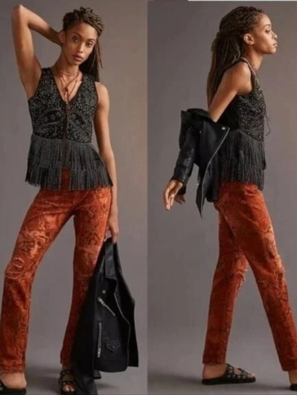 NWT Anthropologie Pilcro Slim Boyfriend Jean 26 Burnt Orange Distressed